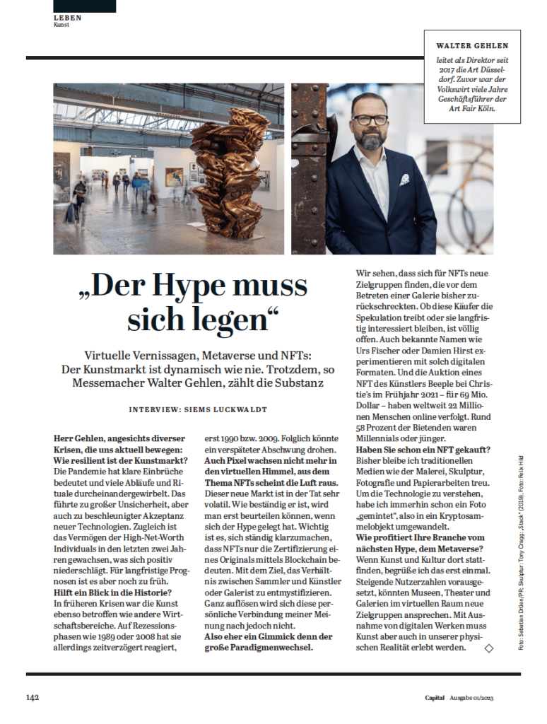 Interview: Walter Gehlen, Art Düsseldorf (für Capital)