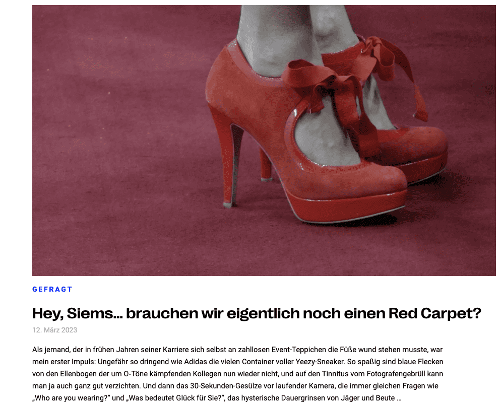 Hey, Siems… brauchen wir eigentlich noch einen Red Carpet?