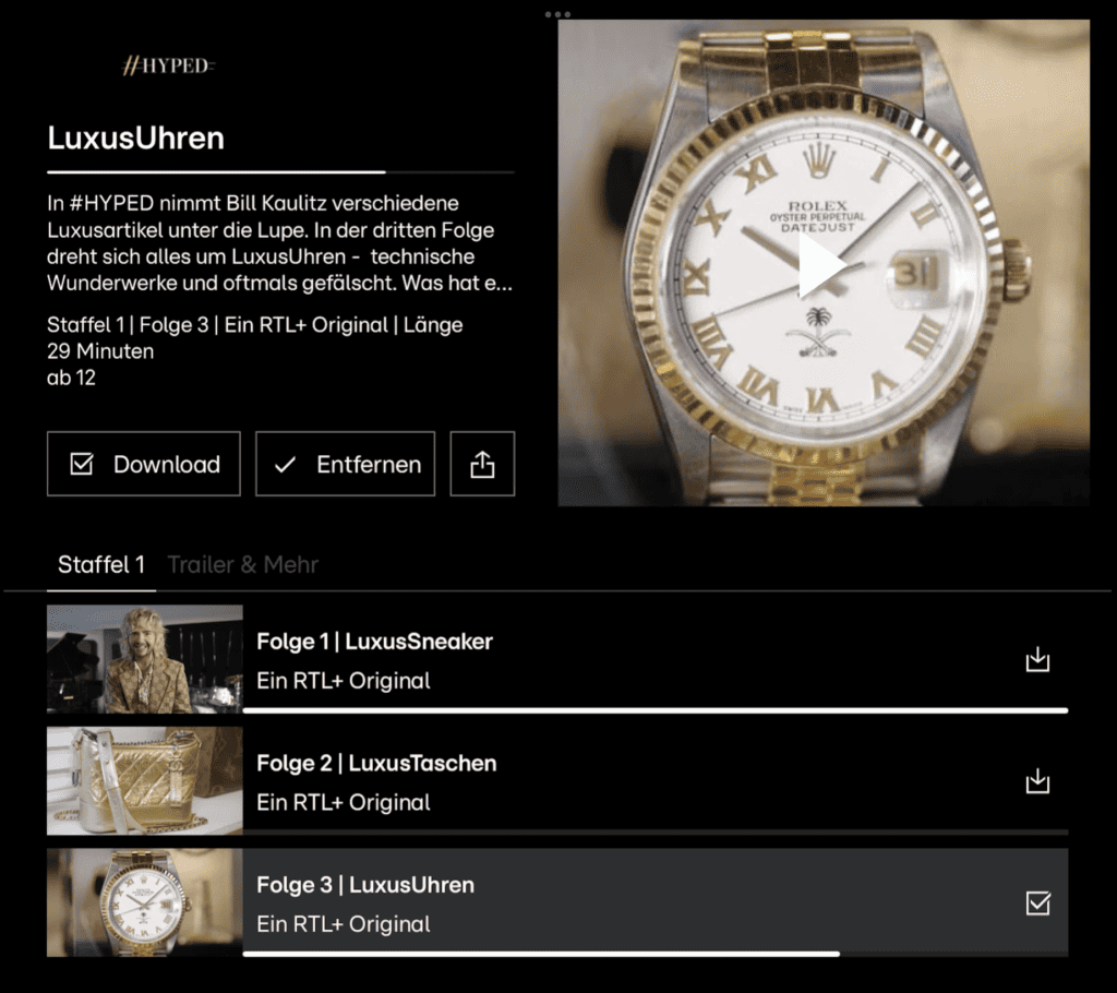 #Hyped: TV-Doku über Luxusuhren (für RTL+)