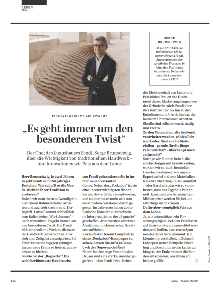 Interview: Serge Brunschwig, Fendi (für Capital)