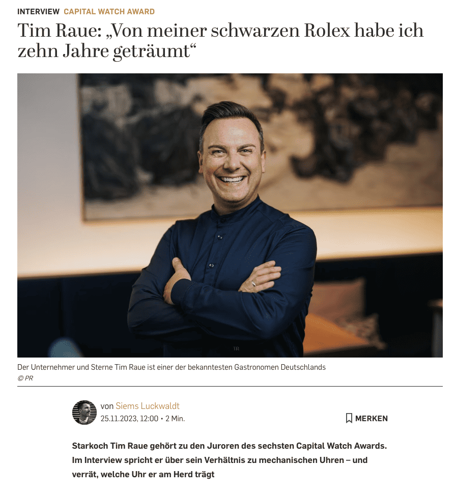 Capital Watch Award 2023: Meet the Jury – Tim Raue (für Capital.de)