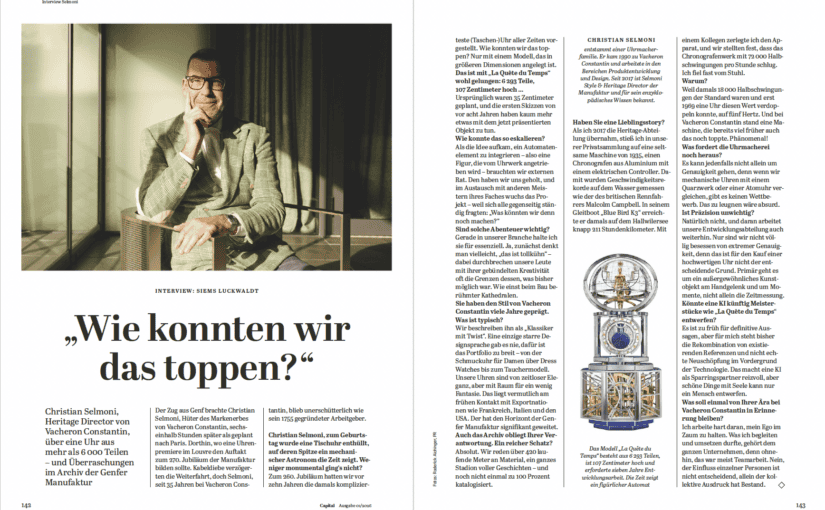 Interview: Christian Selmoni, Vacheron Constantin (für Capital)