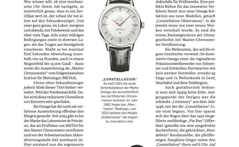 Höchste Zeit: Omega Constellation Observatory (für Capital)