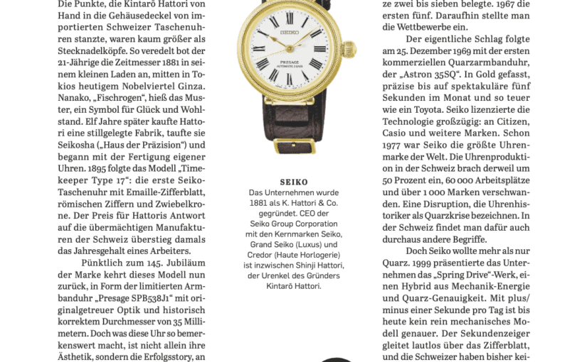 Höchste Zeit: Seiko Presage SPB538 (für Capital)