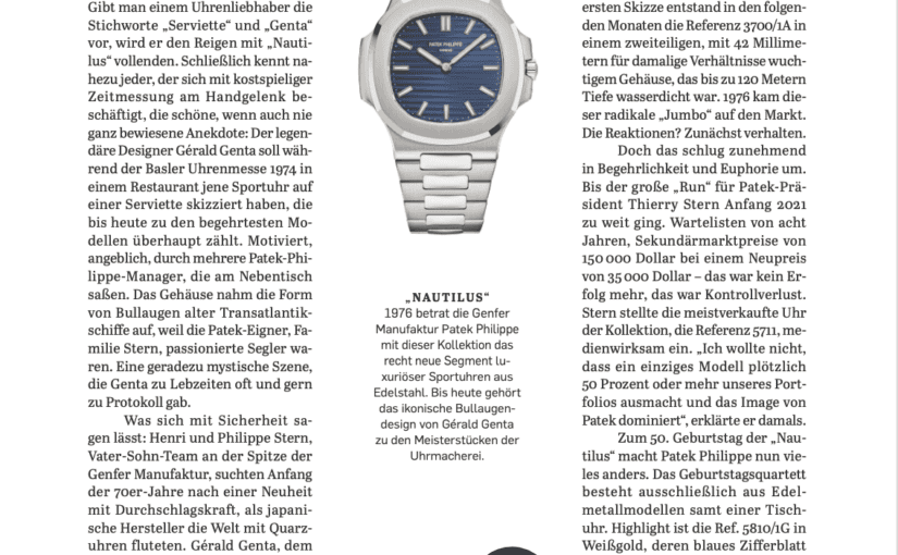Höchste Zeit: Patek Philippe Nautilus Ref. 5810 (für Capital)