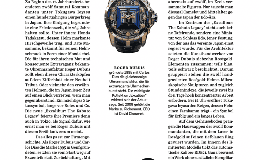 Höchste Zeit: Roger Dubuis Excalibur: The Kabuto Legacy (für Capital)