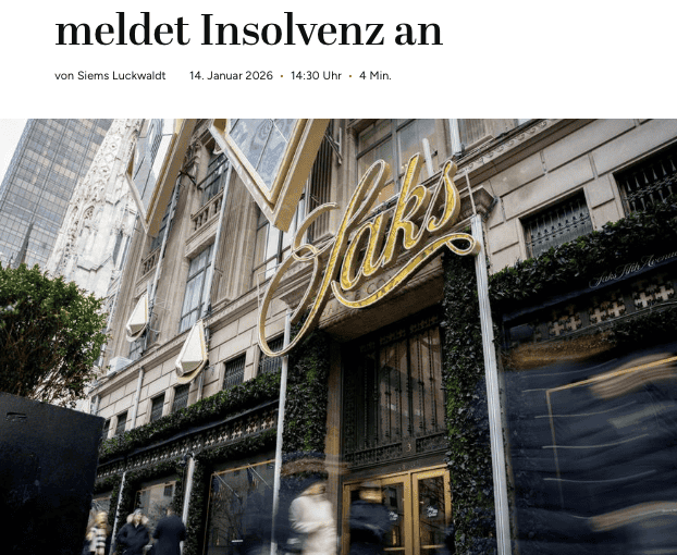 Saks Global meldet Insolvenz an (für Capital.de)